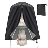 48"D x 68"H Fountain Cover - Weatherproof Garden Fountain Statue Protective Cover with Zipper & Drawstring, 420D Oxford Cloth for Winter Outdoor Patio Garden