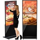 HLEC 55'' Indoor Floor-Standing Digital Signage Interactive Display, 4K Touchscreen Advertising Display LCD Kiosk, Commercial Android Smart System, CMS Software, HDMI/USB Input＆Out/WiFi(4+64G)