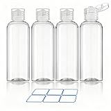 DTDNZKN 4 Pack 3.4 Oz (100ml) TSA Approved Travel Bottles for Toiletries, Leak Proof Plastic Travel Essentials Accessories with Labels