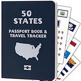 50 States Tracker & Travel Journal - Mark Off The States You've Visited with Flag Stickers and US Travel Map - Stocking Stuffer Gift for Travelers