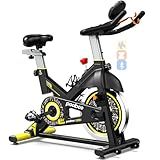 pooboo Magnetic Resistance Cycling Bike, Belt Drive Indoor Exercise Bike Stationary LCD Monitor with Ipad Mount ＆Comfortable Seat Cushion for Home Cardio Workout, Training Upgraded Version