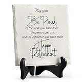LukieJac Retirement Gifts for Women Men Retirement Party Decoration Best Ceramic Retirement Plaque 6"*6" Happy Retirement Table Decorations Sign for Teacher Nurses Coworker