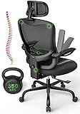 Ergonomic Office Chair Big and Tall - 6'5" Tall Max, 350Lbs Capacity Computer Desk Chairs Over 10 Hours Comfortable, with Adjustable Mesh High Back, Lumbar Support, 3D Headrest, Flip-up Arms