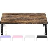 ECOLOVI Adjustable Wood Computer Monitor Stand Riser, Office Desk Organizer and Accessories for Monitor, Laptop, PC, Printer, Office Desk Accessories Workspace Organizer for Home Office Supplies, Brown