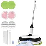 Cordless Electric Mop, Floor Cleaner with LED Headlight & Water Sprayer, Up to 60 Mins Detachable Battery, Dual-Motor Powerful Spin Mop, 300ML Water Tank for Multi-Surface, Self-Propelled