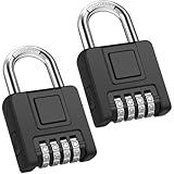 Diyife 2 Pack Black Combination Padlock, Outdoor Waterproof Gym Locker Lock with Customizable 4 Digit Code for Luggage, Backpacks, Fence, Toolbox, Gate, Case, Cabinets