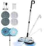 ScrubWiz Cordless Electric Mop, Electric Spin Mop with Water Spray, Powerful Floor Cleaner, Super Quiet Cleaning & Waxing, Mid White