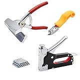 Yeeyeah Heavy Duty Stretching Canvas Pliers with Spring Return Handles, 3 in 1 Staple Gun for Upholstery with 1000 Staples for Art Oil Painting Stretching and Framing