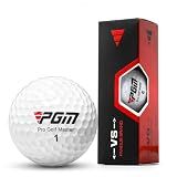 PGM 3-Piece Golf Balls, Durable Surlyn Cover for Distance & Straight Flight, Built-in Putting Alignment Line, High Value for Beginners, 3-Ball Sleeve Pack