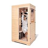 Far Infrared Sauna for 1 Person - 1050W Fast Heating, Canadian Hemlock Wood Home Sauna with Bluetooth Speaker, Chromotherapy & Oxygen Ionizer Easy Assembly Indoor Sauna for Relaxation, Detox, Home Gym
