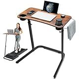 HOMELYM Treadmill Desk, Small Standing Desk for Walking Pad, 30-47 Inch Adjustable Height Walking Pad Stand for Treadmill, Portable Standing Table for Bike and Home Office Work - Brown