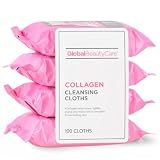 Global Beauty Care Collagen Cleansing Facial Towelettes, Makeup Remover, Nourishing Face & Eye, Hypoallergenic, Paraben-Free, Non-Comedogenic, Hydrates & Smooths Skin, 25 Wipes, 100 Count 4 Pack