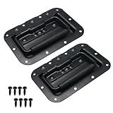 Bonsicoky 2 Pcs 6.34" Recessed Spring Loaded Handle with Rubber Grip, Surface Mount Chest Handle for Trunks Crates Storage Boxes, Black