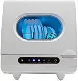 Portable Countertop Dishwasher, 5 Wash Programs Automatic Water Absorption, Mini Dishwasher with 1.5-Meter Inlet/Outlet Hoses, No Water Tank,162℉ High-Temp & Drying for Apartments, Dorms, Rvs (A)