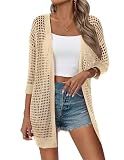 Zeagoo Womens 2026 Beige Cardigan Lightweight Crochet Cardigan Sweaters Beach Kimono Summer Boho Cover Up
