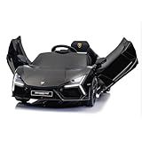 Winado 12V Ride on Car, Licensed Lamborghini Revuelto Electric Car for Toddlers W/Remote Control, Battery Car for Kids with Bluetooth, Hydraulic Doors, 3 Speeds, LED Lights, Music (Black)