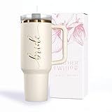 Heather & Willow Bride to Be Coffee Tumbler with Lids and Straws | 40 oz Mason Jar Cups & Iced Coffee Cup | Wedding Bridesmaid Proposal Gifts, Bridal Shower, Bachelorette Party Supplies & Bride Tribe