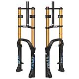 BUCKLOS 20 inch 4.0 Fat Tire E-Bike Air Suspension Fork, 180mm Travel Spacing Hub 135mm Straight Tube MTB Manual Lockout 9mm QR Mountain Bike Double Shoulder Electric Bicycle Front Forks Snow Beach