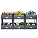 Indoor & Outdoor 2-Tier Stackable Garden Bed – Drainage Planter Box, Thickened for Enhanced Load-Bearing, Great for Veggies, Herbs, Flowers & Entryway Decor(Triple Row)