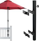 LOVE YOUR DECK Patio Umbrella Holder – Easy Installation - Space Saving Umbrella Holder Design - Outdoor Umbrella Base and Mount - Attaches to Railing Maximizing Outdoor Patio Space and Shade, Black