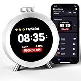 Dekala ChronoSense Smart Alarm Clock for Bedroom Temperature Humidity, 7-Day Programmable 4 Alarms, 100dB Loud Gradual Alarm for Heavy Sleeper, Hourly Chime, White Noise Sound Machine, App Control