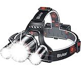 Blukar LED Headlamp, Super Bright Rechargeable Headlight Flashlight - 3 Lights 5 Modes,Zoomable,Spotlight&Floodlight Combination, IPX6 Waterproof, 20+Hrs Runtime for Running,Hiking,Camping etc.
