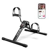 Under Desk Bike Pedal Exerciser, Portable Under Desk Cycle with Adjustable Resistance, Mini Exercise Bike for Arm and Leg Workout, Folding Peddler Machine Bicycle with LCD Monitor & Calorie Tracker