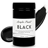 Melispapa Black Acrylic Paint, 300ml/10.2oz Non Toxic Black Paint for Fabric, Leather, Ceramic, Canvas, Rocks, Metal, Plastic, Glass