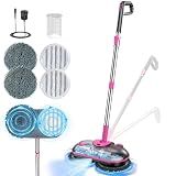 Cordless Electric Spin Mop, 300ML Powerful Floor Cleaner with Sprayer