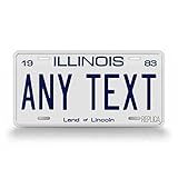 Personalized 1979-1986 Illinois State License Plate IL Replica Customized Text Land of Lincoln Novelty Auto Tag