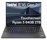 Lenovo ThinkPad E16 Gen 2 Business Laptop (16" FHD+ Touchscreen, AMD Ryzen 5 7535U (> Intel i7-1255U), 64GB DDR5 RAM, 2TB SSD) Fingerprint Reader, Webcam, Ethernet, Win 11 Pro w/ Copilot, Black