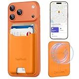for Magsafe Wallet, Works with Apple Find My, Strongest Magnetic Wallet for iPhone 17/16/15/14/13/12 Series, Leather Magnetic Card Holder with Powerful Magnets, RFID Blocking, Fit 4 Cards, Orange