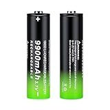 PAOWANG 18650 Rechargeable Battery 3.7 Volt Rechargeable Battery Button Top Li Batteries for Flashlights, Headlamps 2 Pack
