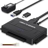 SATA IDE to USB 3.0 Adapter for 2.5/3.5 HDD/SSD Hard Drive Disk, Hard Drive Reader Ultra Recovery Conveter Cable Universal Data Transfer SATA to USB Adapter with Power Supply