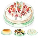 Ohuhu Cheesecake Container, Cake Pie Carrier BPA-Free up to 10'' Cake - Cupcake Containers with Lid and 2 Handles 4-in-1 Multipurpose Cake Keeper Holder Platter for Pie Devil Eggs Mothers Day Gifts