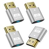 BMKZAYR 4 Pack HDMI Dummy Plug 4K HDR, Virtual Monitor EDID Emulator 4K@60Hz 2K@60Hz 1080P@120Hz, Virtual Monitor Emulator, HDMI Headless Adapter for Remote PC, Laptop, with Windows Mac OSX Linux