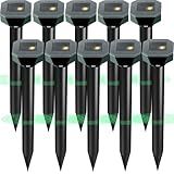 Snake & Mole & Rabbit & Skunk Repellent Solar Powered, 2025 Upgraded Ultrasonic Deterrent, IP65 Waterproof, Gopher Groundhog Chipmunk Raccoon and Vole Repellent & Deterrent for Lawn & Garden, 10 Pack