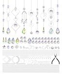 200 Pcs DIY Crystal Suncatcher Prism Making Kits Craft for Adults Sun Catchers with Glass Crystals Balls for Windows Garden Christmas Room Party Wedding Decor Aesthetic Gift for Women