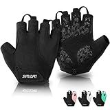 SIMARI Gel Pad Cycling Gloves for Men & Women, Workout Gloves with Cushion, Breathable, Grip, Gift for Gym Exercise, Biking, Weight Lifting Training, Fitness, Black, Size L