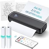 Aixiqee Portable Wireless for Travel - High Resolution Inkless Thermal Printer, 4200mAh Battery, Bluetooth & USB Compatible (A4, A5, 2/3/4", Letter, Legal) - Mini Printer for Stickers & Labels