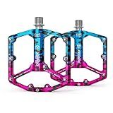 Road/Mountain Bike Pedals - 3 Bearings Bicycle Pedals - 9/16” CNC Machined Flat Pedals with Removable Anti-Skid Nails (Camouflage)