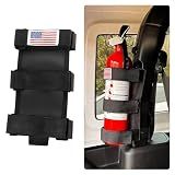 OFBAND Roll Bar Car Fire Extinguisher Mount with American Flag,Fire Extinguisher Holder with Adjustable Straps for Fixing,Universal Car Accessories for Vehicle