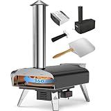 Mimiuo Auto-Rotating Wood Pellet Pizza Oven Outdoor 40Lbs, 60S Bake w/Stone