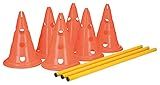 TRIXIE Dog Agility Hurdle Cone Set – Dog Agility Set with Height Adjustable Crossbar for Beginners & Advanced, Dog Agility Equipment for Dog Obstacle Courses – 6 x Cones, 3 x Agility Rods