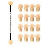 SILPECWEE 1Pc UV Gel Nail Gradient Sponges Pen With 16Pcs Replaceable Sponge Heads Double Head Nail Ombre Brush Acrylic Manicure DIY Nail DesignTools