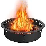 Fiaygro Smokeless Fire Pit Ring, 40 inch Outer/36 inch Inner Heavy Duty Large Solid Steel Firepit Liner for Outside Wood Burning, DIY Campfire Ring Above or In-Ground for Outdoor