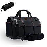 FASTECH 22-inch Heavy Duty Bottom Tools Bag With Wide Mouth For Tool Storage, Carrier and Organizer, Tool Bag For Men, Wide Mouth Tote Bag With Inside Pockets (22Inch)