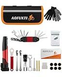 AOFUXTI Bicycle Tire Patch Repair Kit, Bike Chain Repair Wrench, Essential Mini Pump, Portable Adult Bicycle Toolkit Accessories,Tool Kit for Camping Travel, Best Gifts for Men and Women