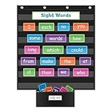 AKAYOK Standard Pocket Charts for Classroom, Interactive and Versatile Pocket Chart 28"x28" Sentence Strip Holder for Vocabulary, Practice Spelling, Display Number Patterns (Black)