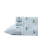 Eddie Bauer - Flannel Sheets Queen Size, Anti-Pilling & Wrinkle Resistant Cotton, Touchably Soft for All-Season Comfort - Bed Sheets with Matching Pillowcases & Fitted Sheet (Dog Friends Blue)